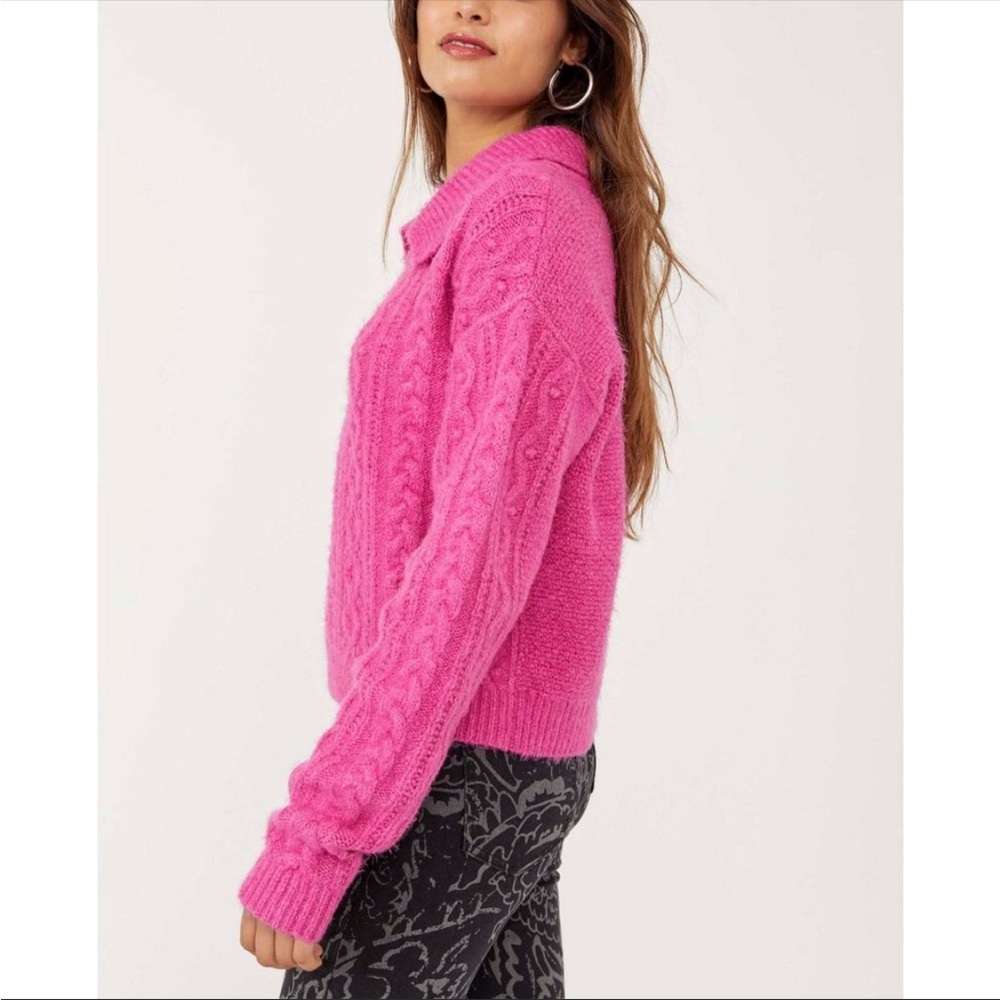 Free People Every Cloud Pullover Fuschia Fizz - image 2